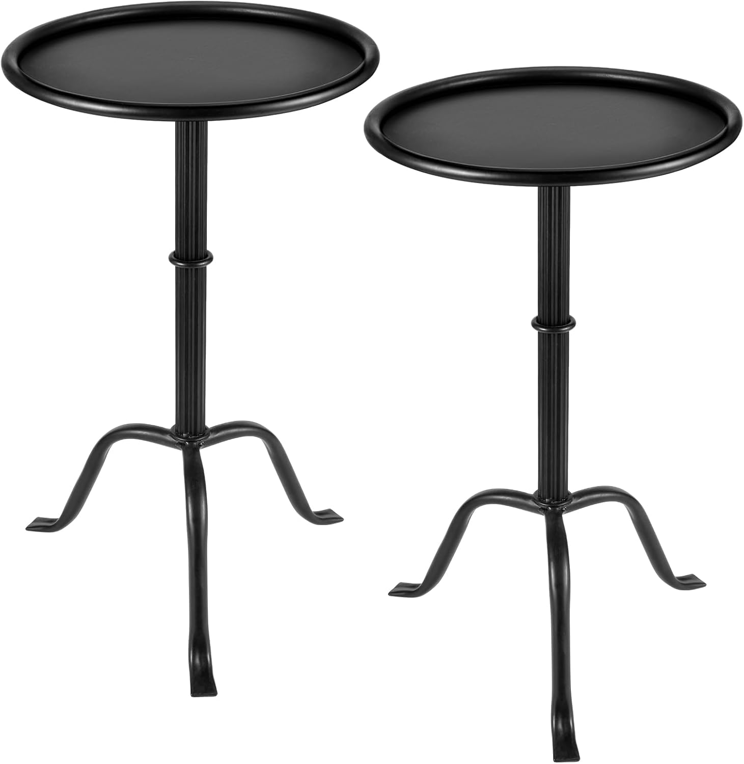 1 Pcs Metal Martini Table Pedestal Small Side Table 12.5 x 12.5 x 20.6 Inches for Living Room Bedroom (Black)